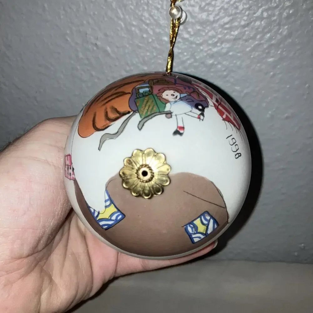 Christmas Ornament Li Bien 1998 Santa Claus Sleigh Reindeer Delivering Presents